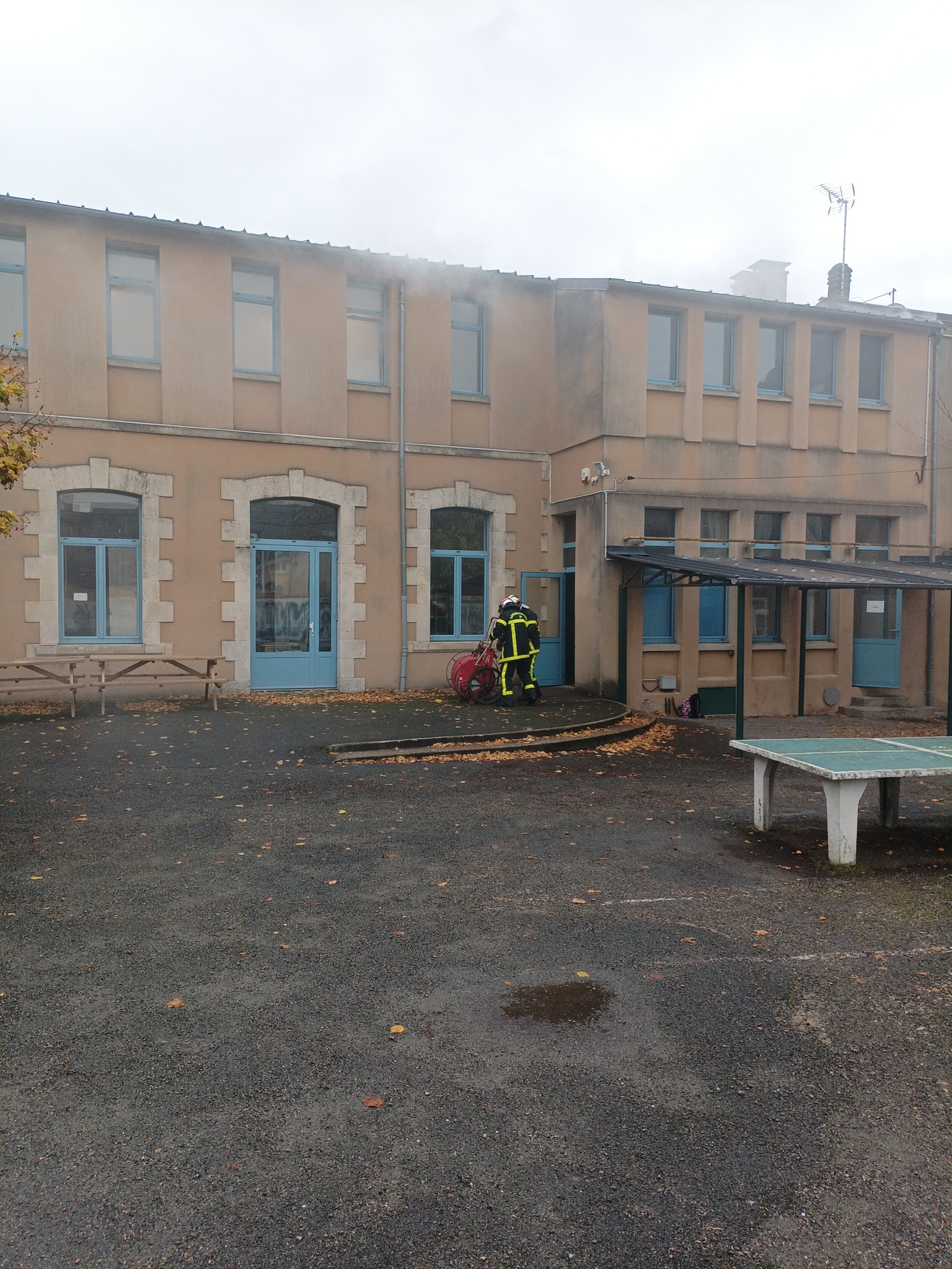 Exercice incendie au collège